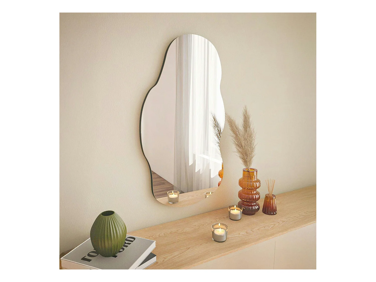 Miroir design organique forme flaque d'eau 72 cm CODY