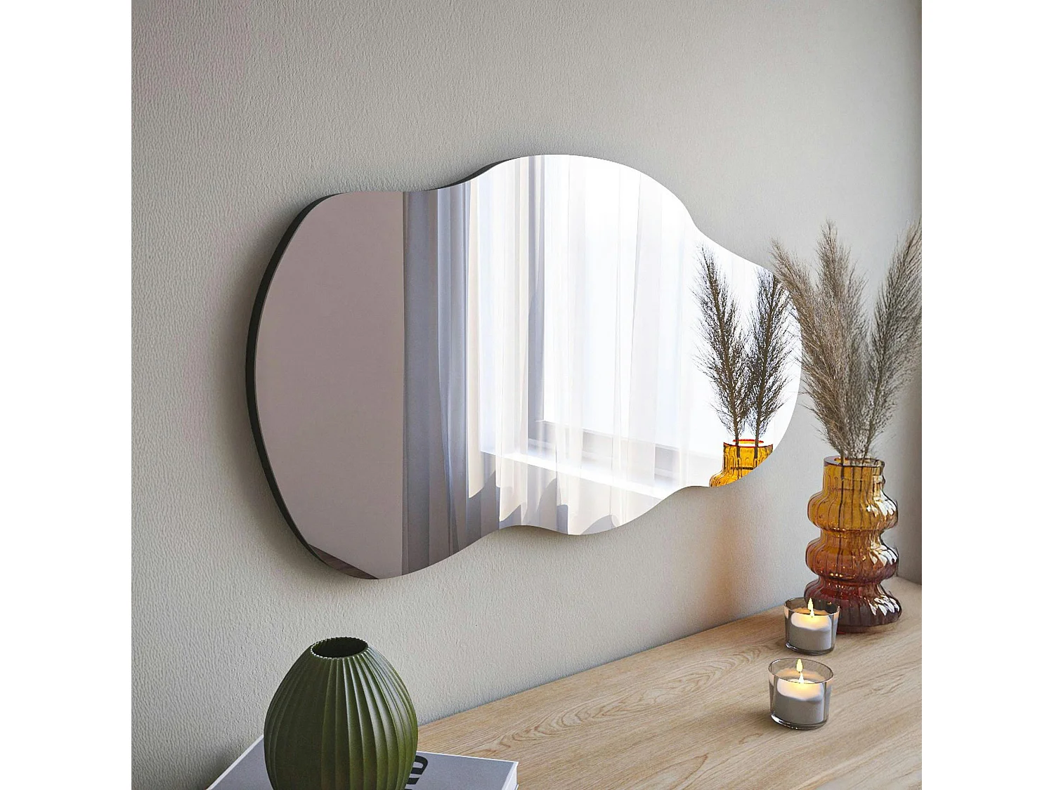 Miroir design organique forme flaque d'eau 72 cm CODY