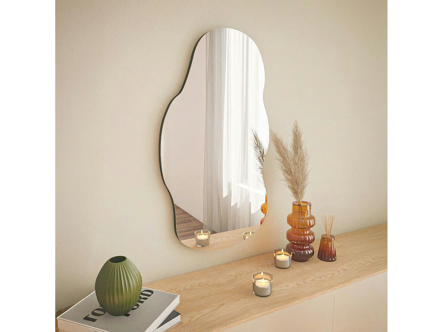 Miroir design organique forme flaque d'eau 72 cm CODY