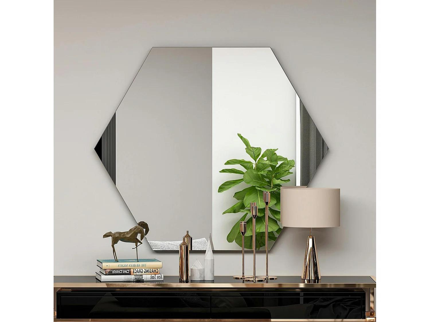 Miroir mural design graphique - forme hexagonale CODY