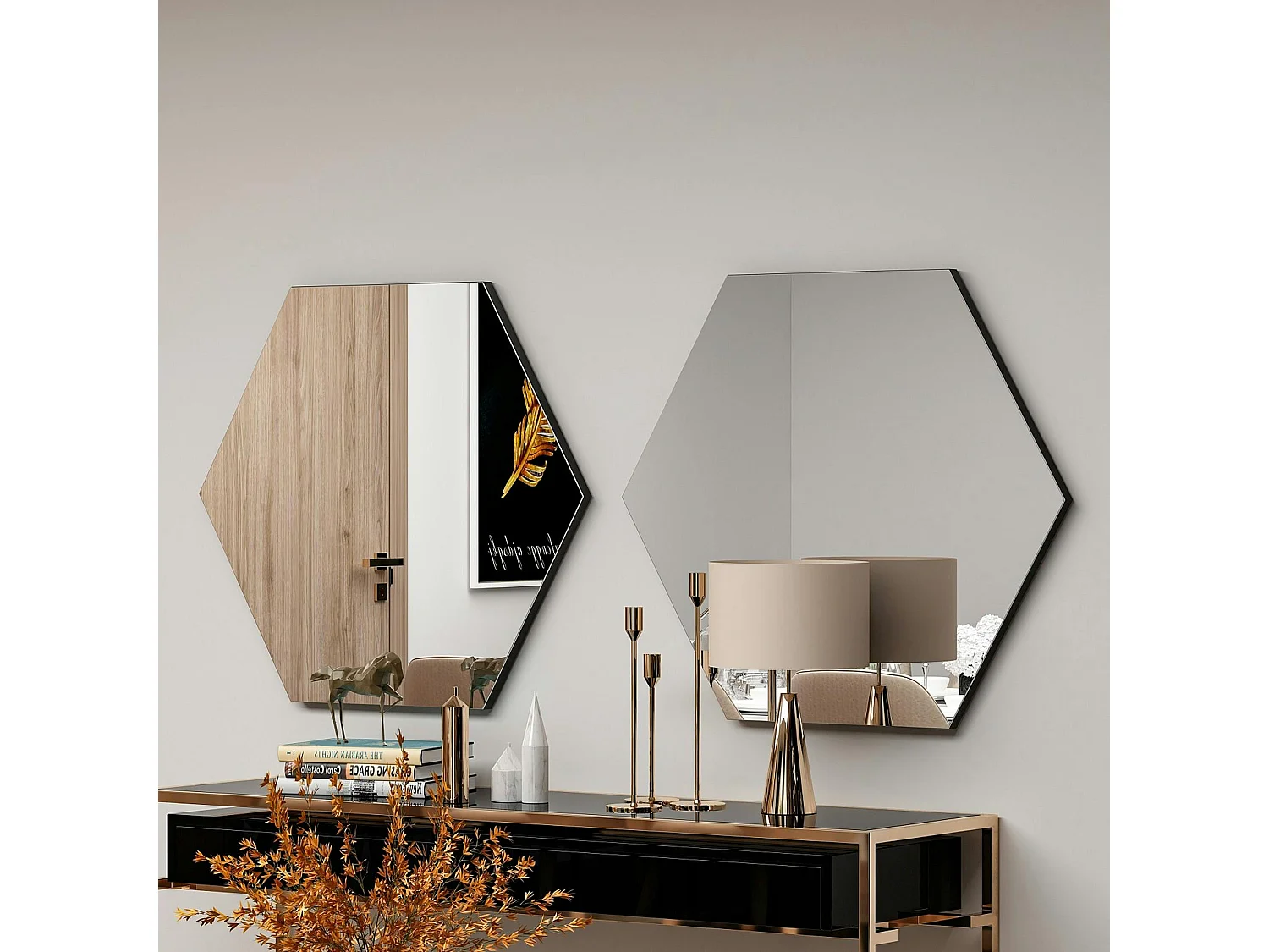Miroir mural design graphique - forme hexagonale CODY
