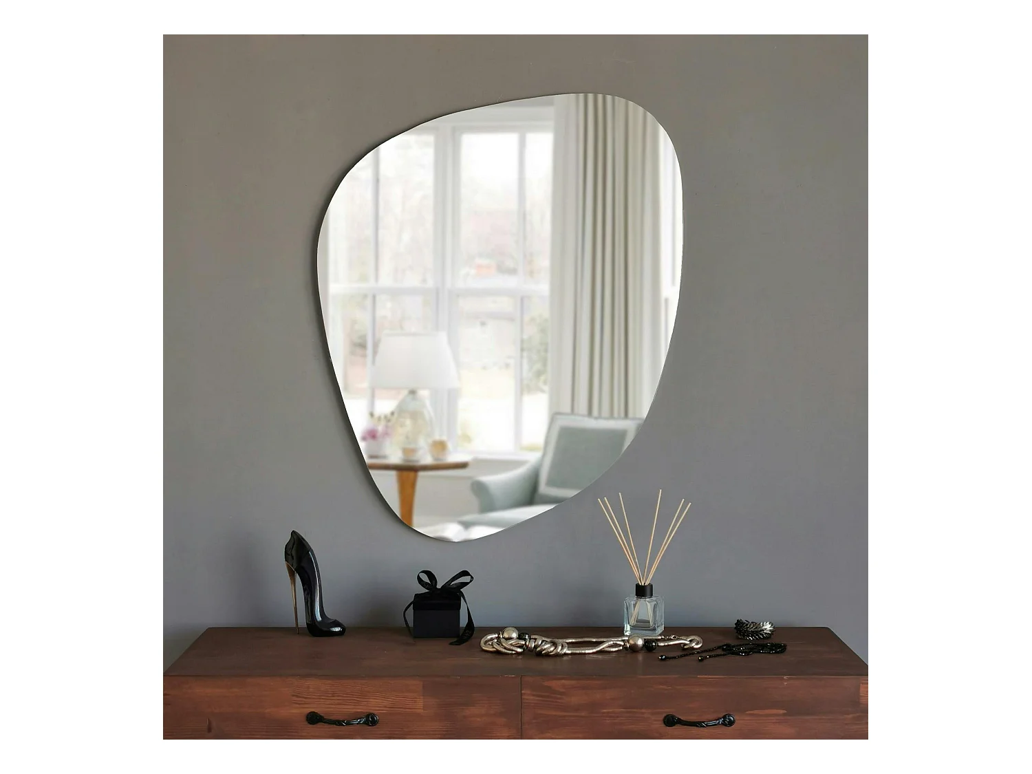 Miroir mural organique forme galet 90 cm - style design CODY