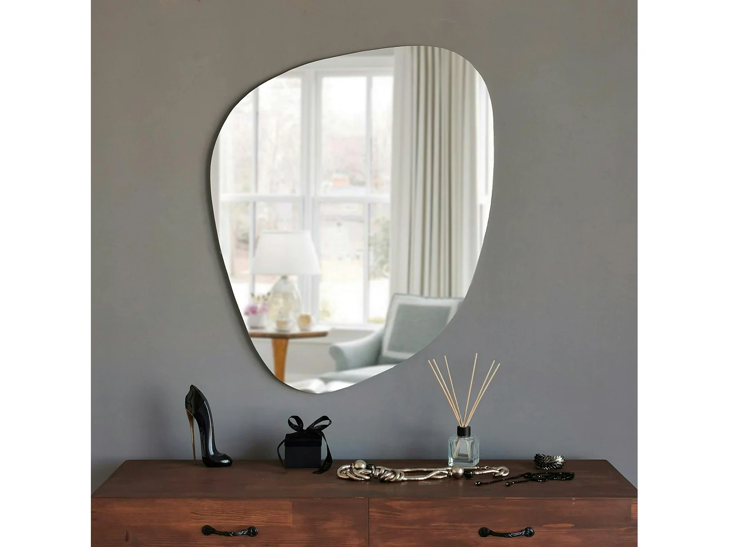 Miroir mural organique forme galet 90 cm - style design CODY