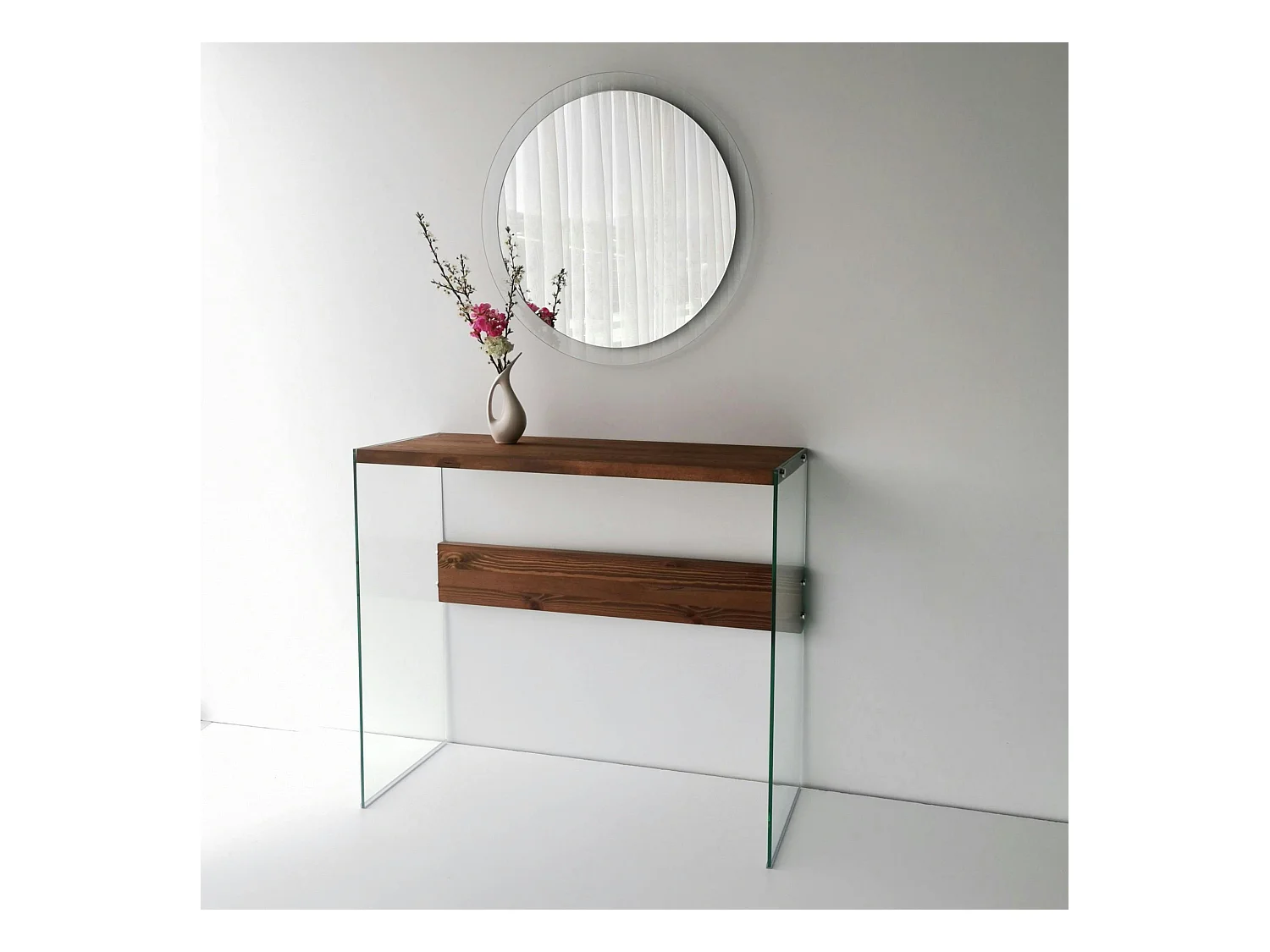 Miroir rond moderne cadre verre transparent Ø65 cm CODY