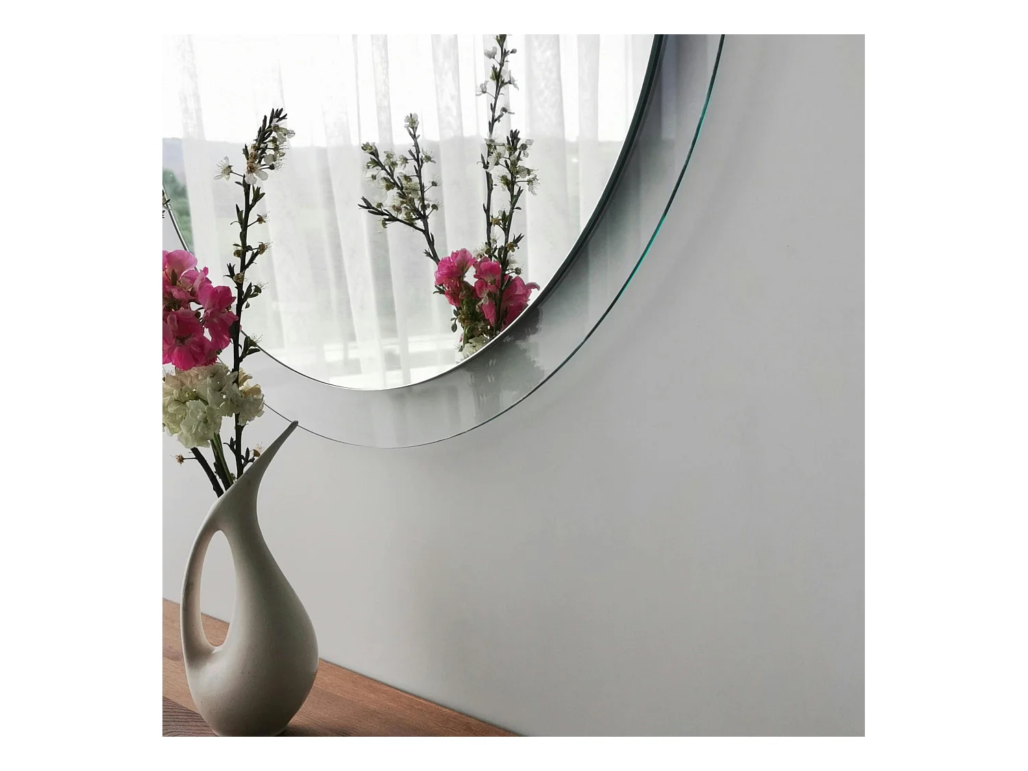 Miroir rond moderne cadre verre transparent Ø65 cm CODY