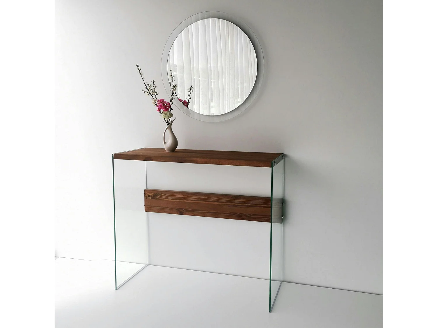 Miroir rond moderne cadre verre transparent Ø65 cm CODY