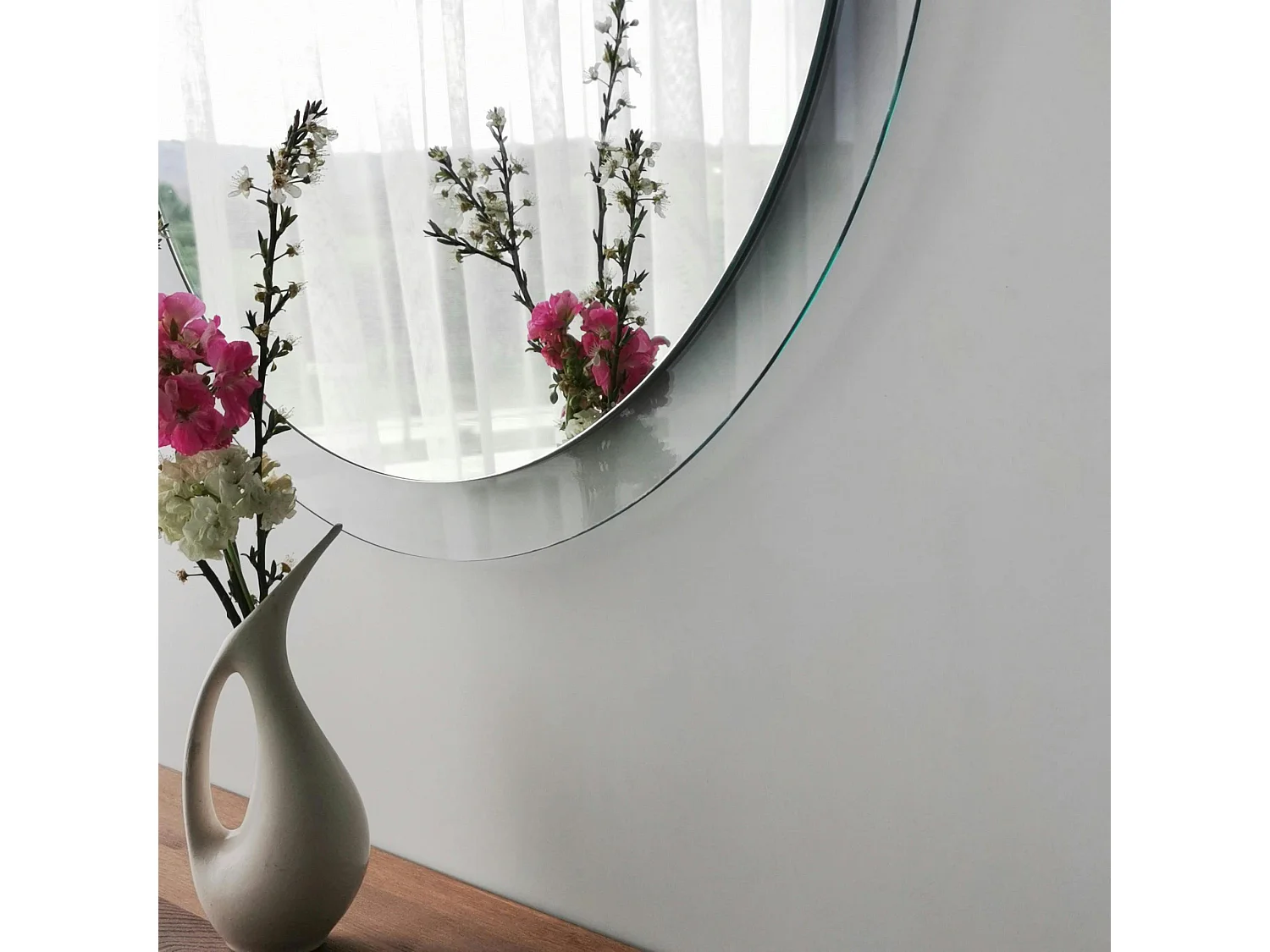 Miroir rond moderne cadre verre transparent Ø65 cm CODY