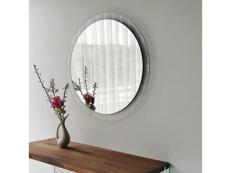 Miroir rond moderne cadre verre transparent Ø65 cm CODY