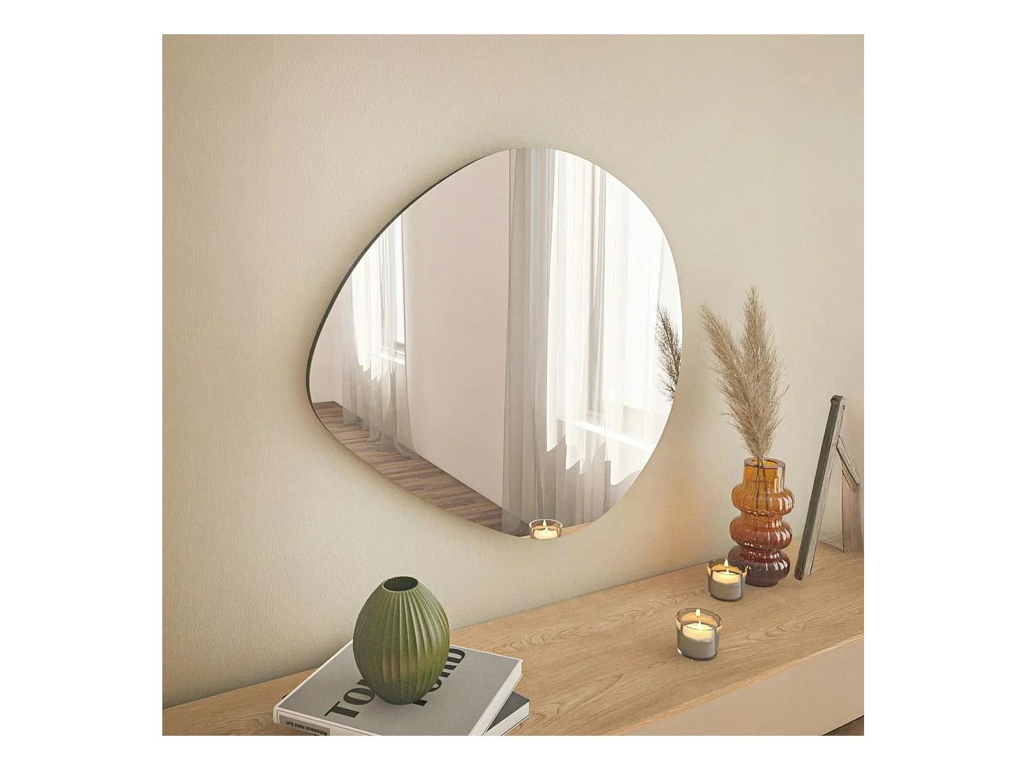 Miroir d'entrée organique 60 cm - lignes naturelles CODY