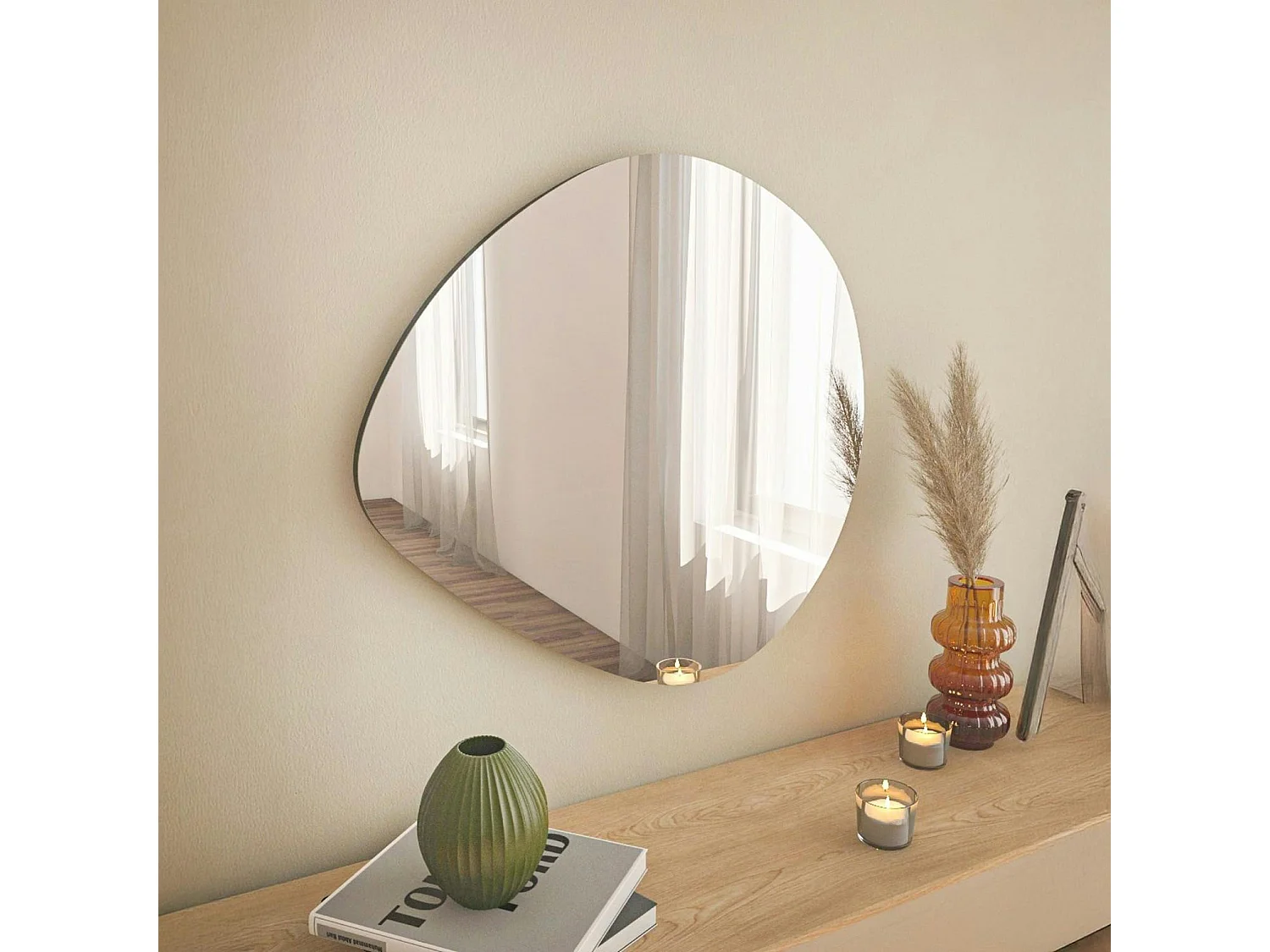 Miroir d'entrée organique 60 cm - lignes naturelles CODY
