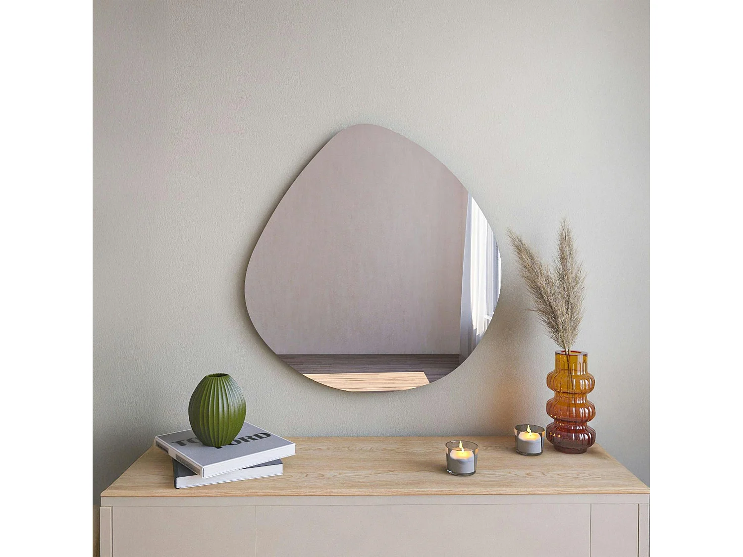 Miroir d'entrée organique 60 cm - lignes naturelles CODY