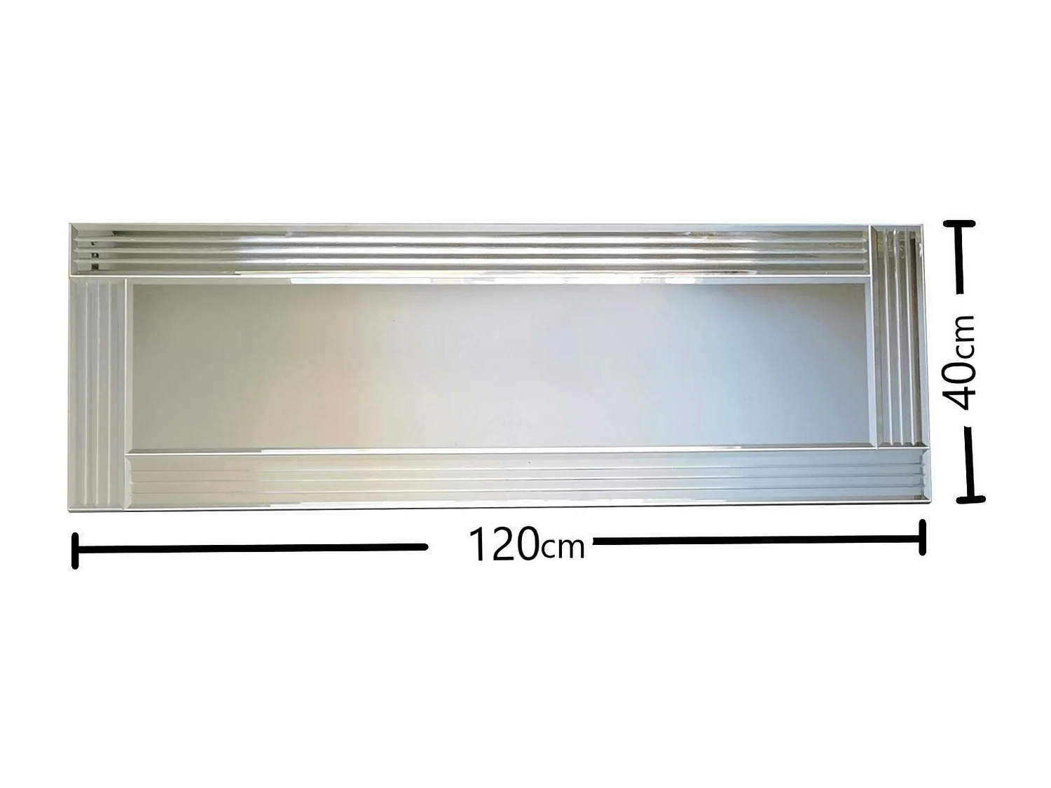 Miroir horizontal moderne chic - cadre strié 120 cm CODY
