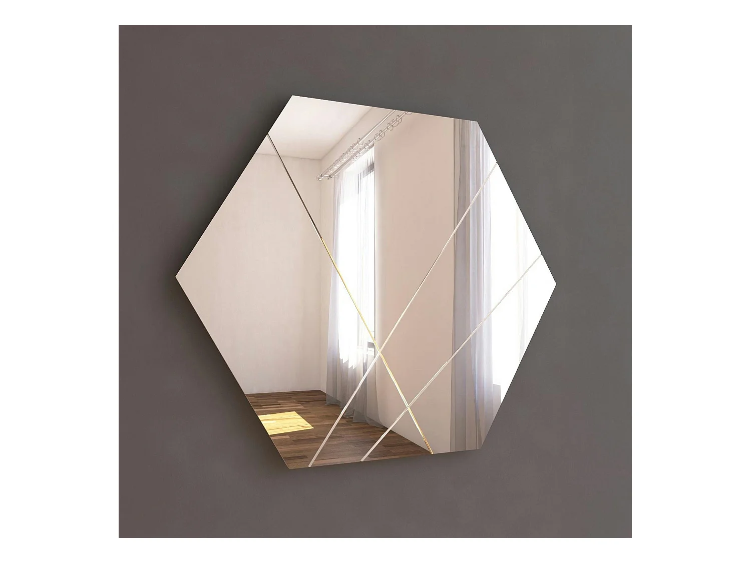 Miroir mural design hexagonal - lignes décoratives 70 cm CODY