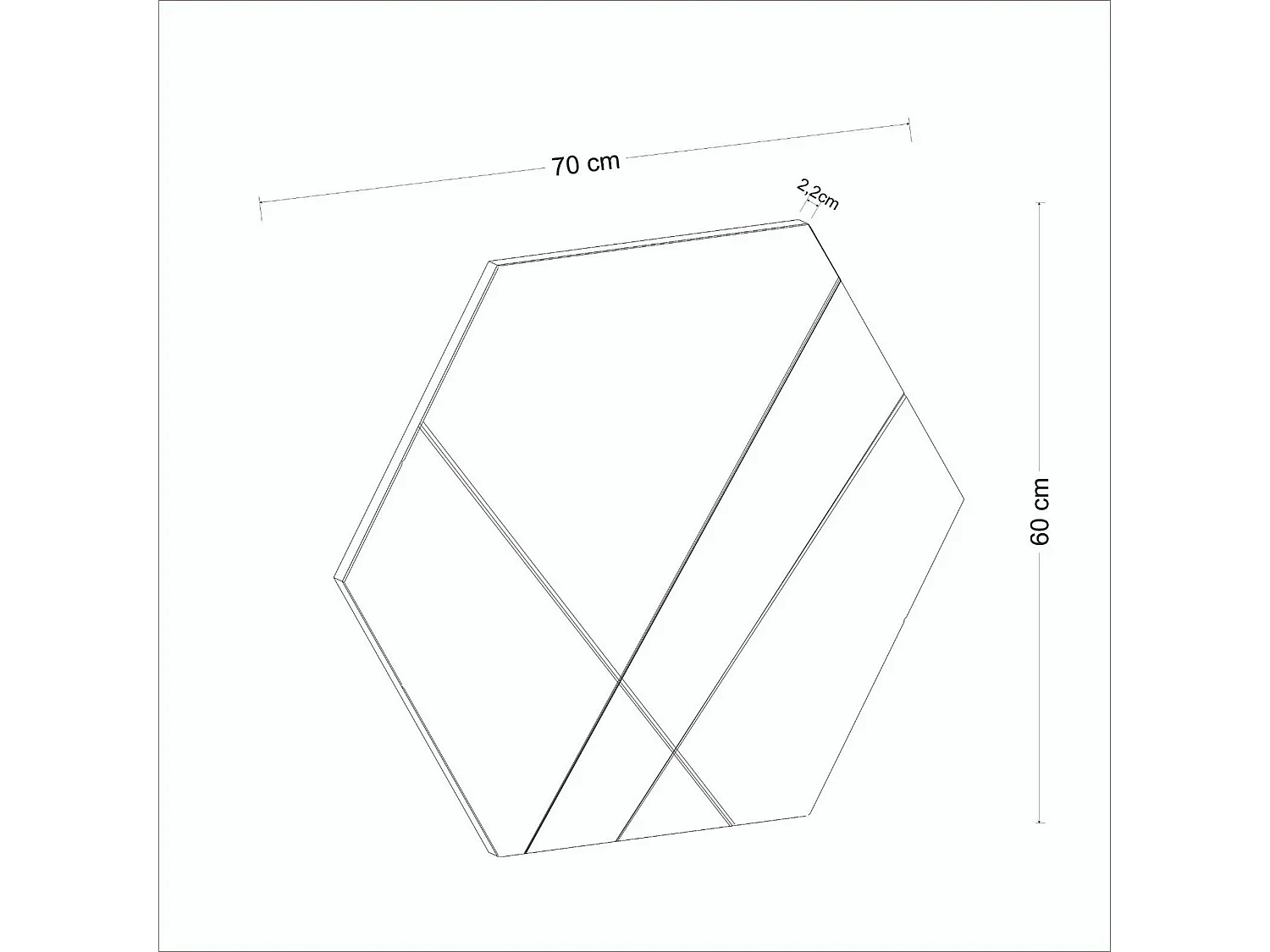 Miroir mural design hexagonal - lignes décoratives 70 cm CODY