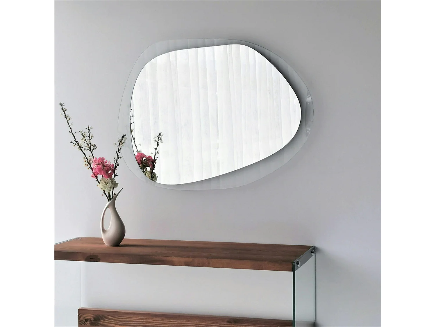 Miroir design organique - cadre verre transparent 75 cm CODY
