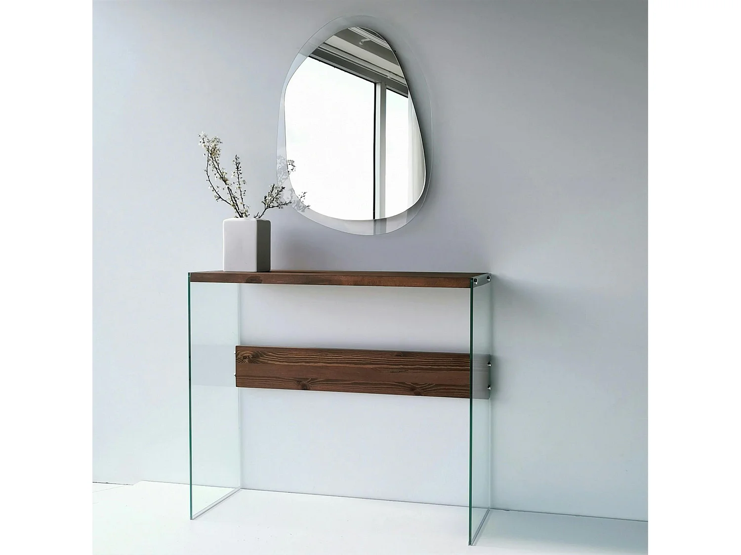 Miroir design organique - cadre verre transparent 75 cm CODY