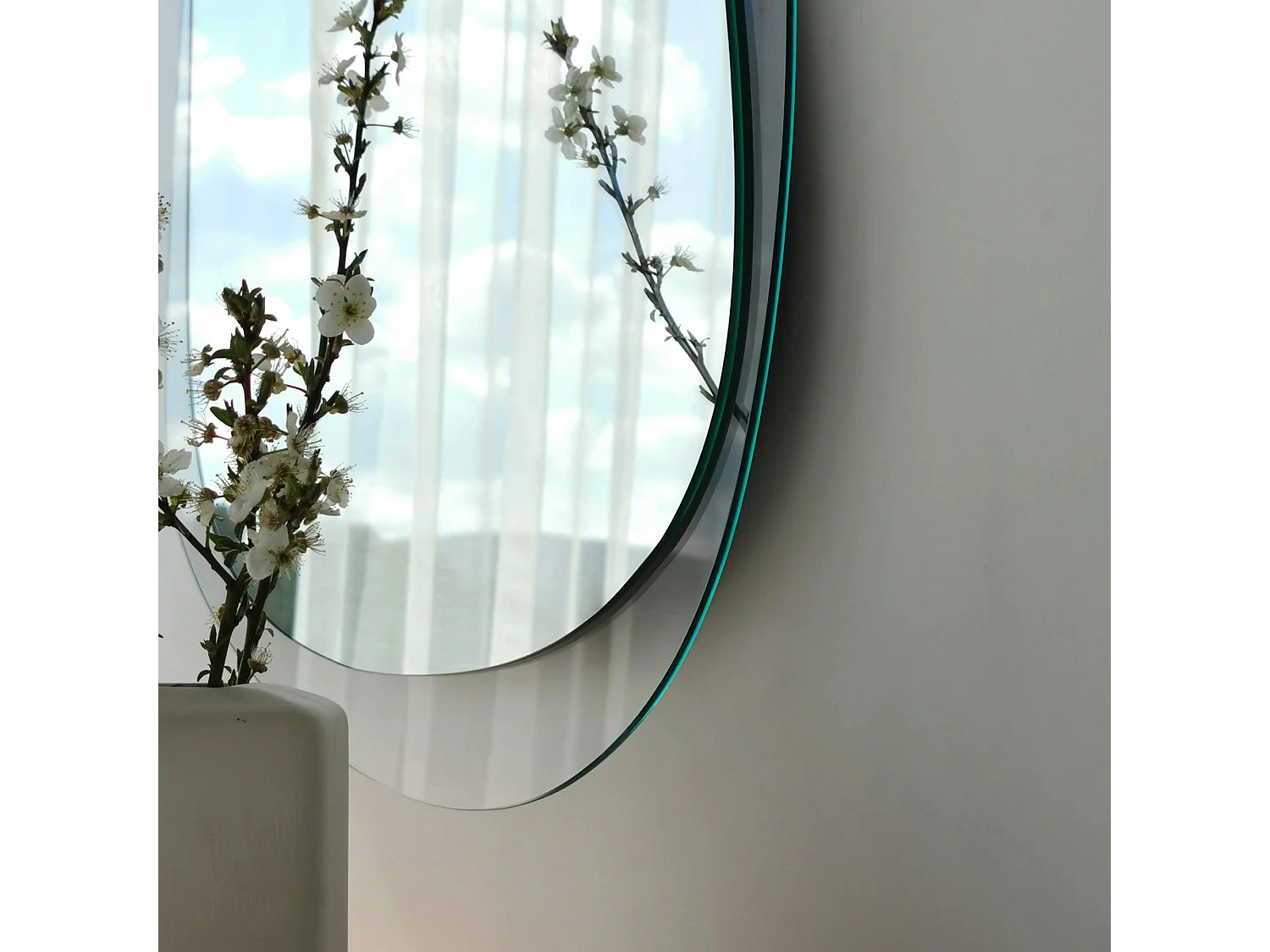 Miroir design organique - cadre verre transparent 75 cm CODY
