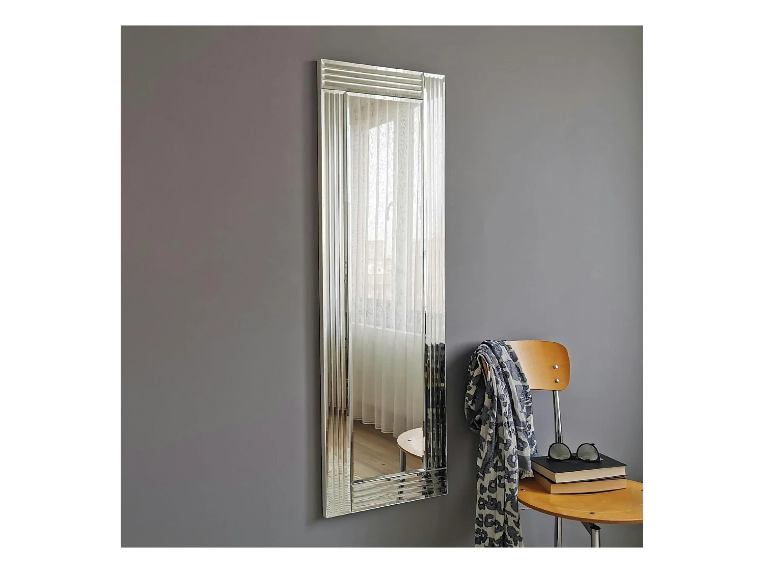 Miroir rectangulaire moderne chic - cadre strié 120 cm CODY