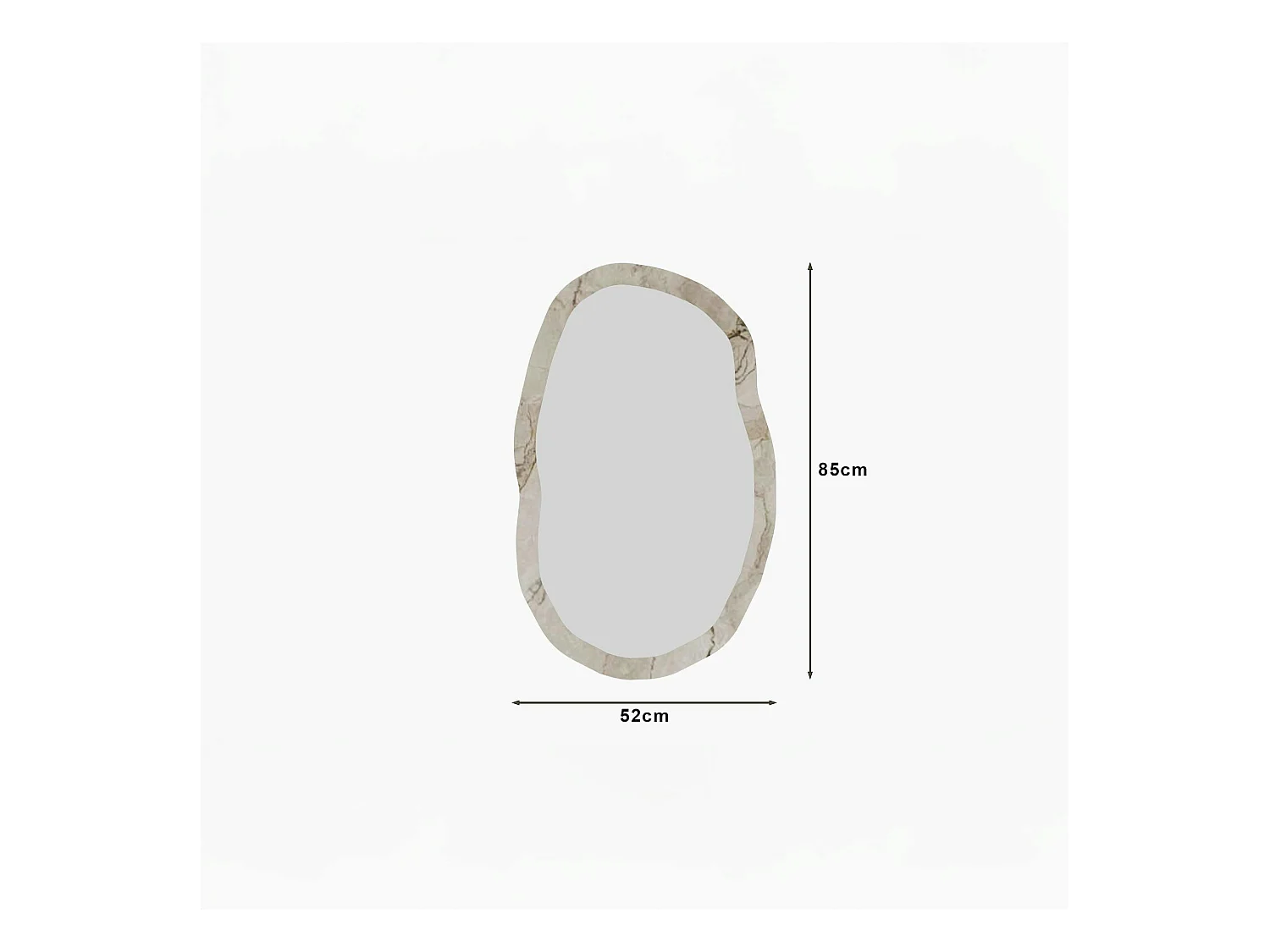 Miroir design organique cadre effet marbre beige 85 cm CODY