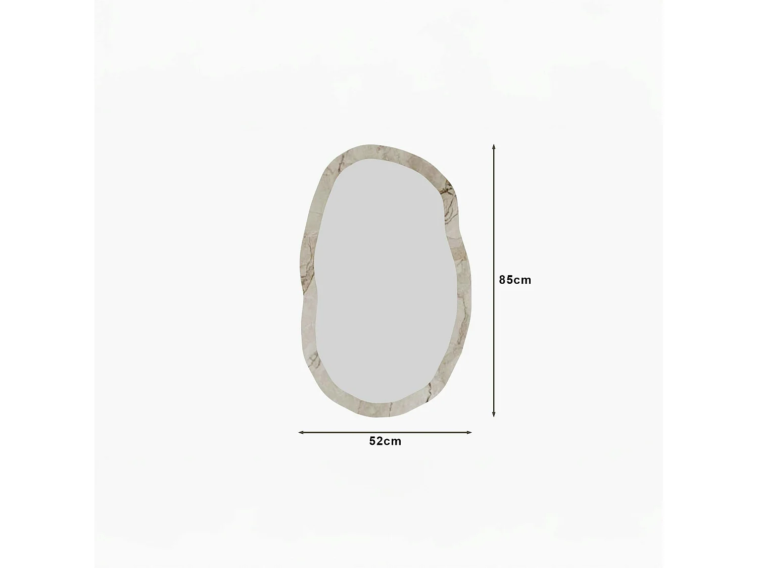 Miroir design organique cadre effet marbre beige 85 cm CODY
