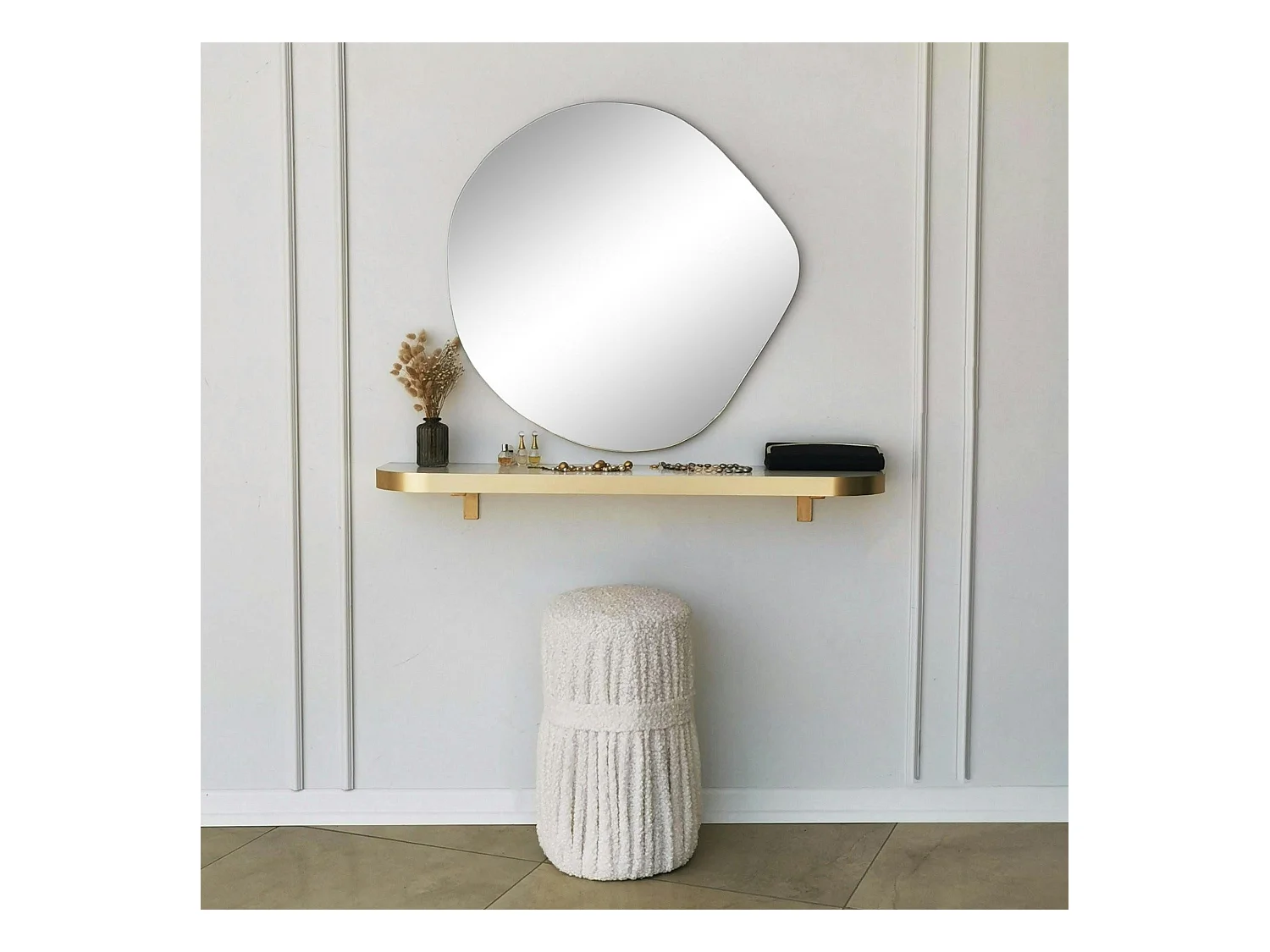 Miroir rond organique 70 cm - style scandinave CODY