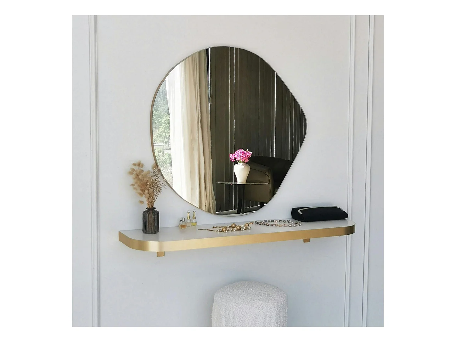 Miroir rond organique 70 cm - style scandinave CODY
