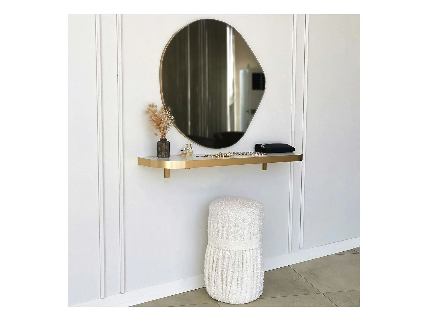 Miroir rond organique 70 cm - style scandinave CODY