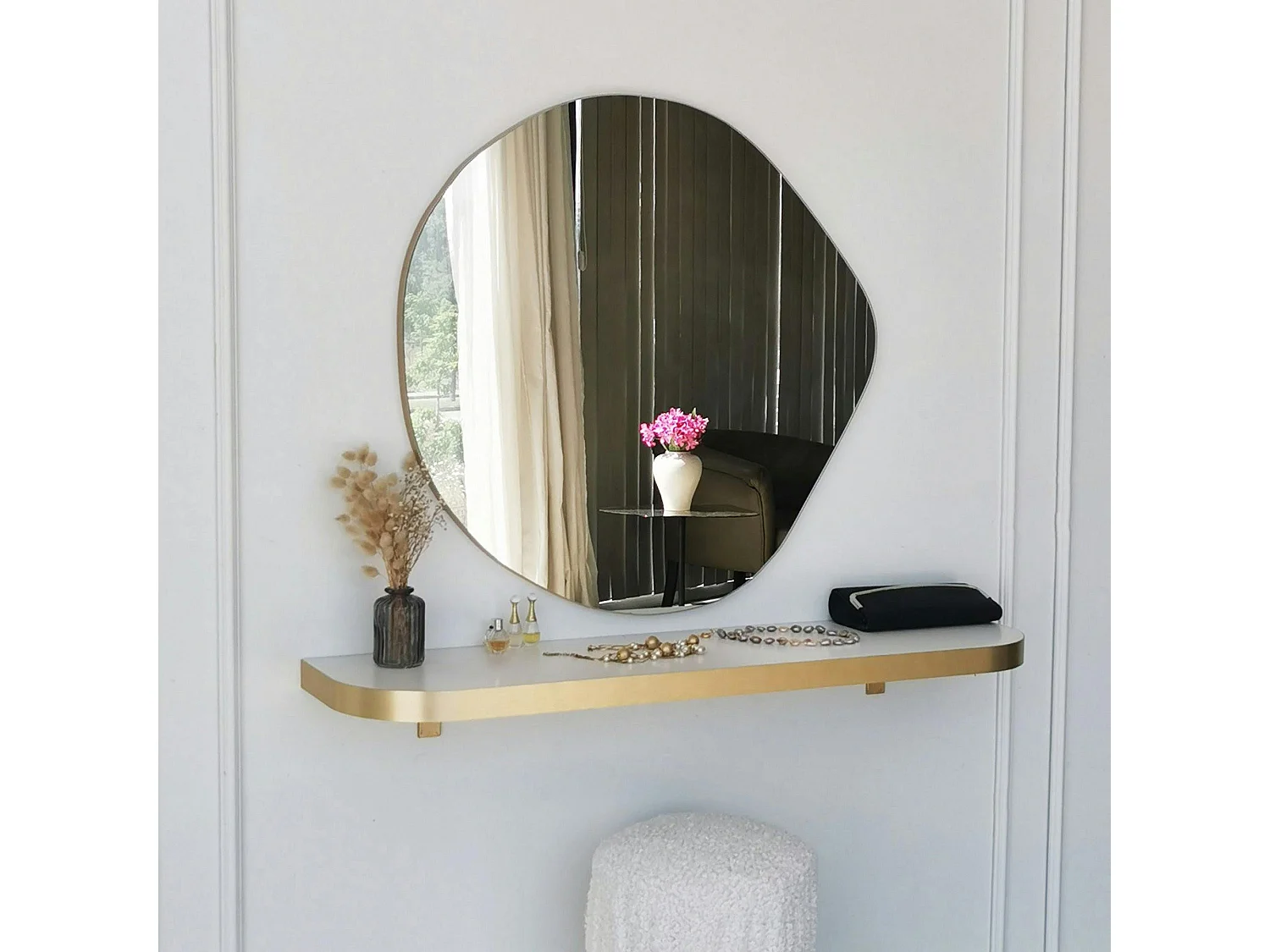Miroir rond organique 70 cm - style scandinave CODY