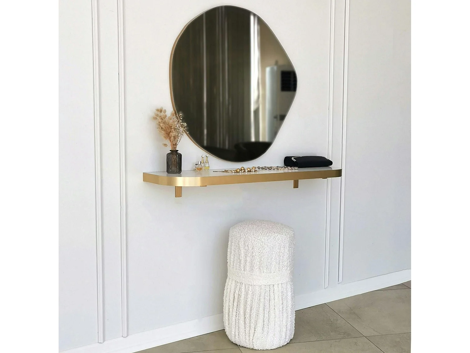 Miroir rond organique 70 cm - style scandinave CODY