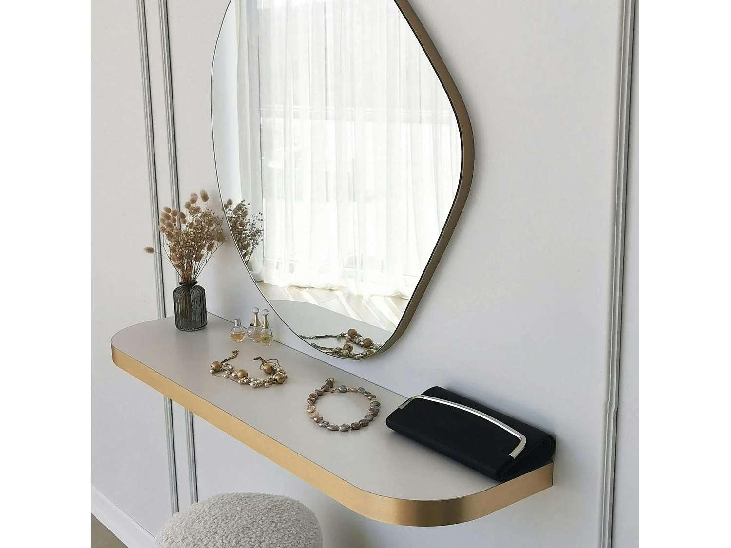 Miroir rond organique 70 cm - style scandinave CODY