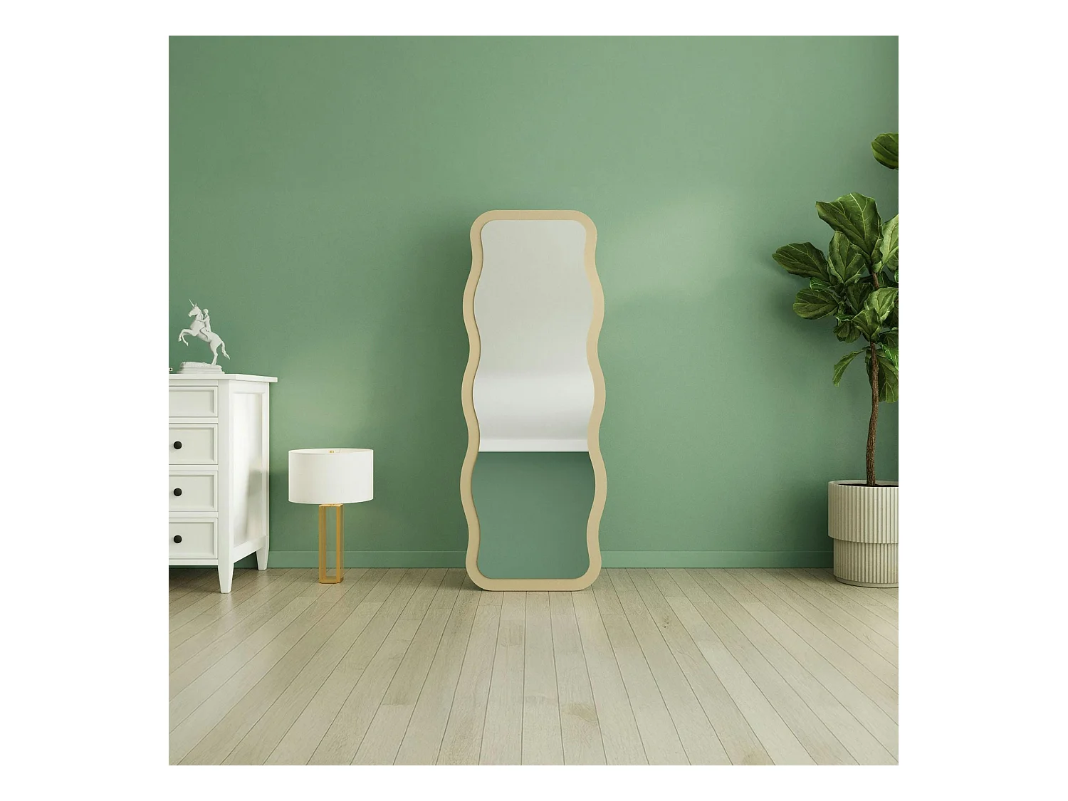 Miroir plein pied tendance beige, motif vague 160 cm CODY