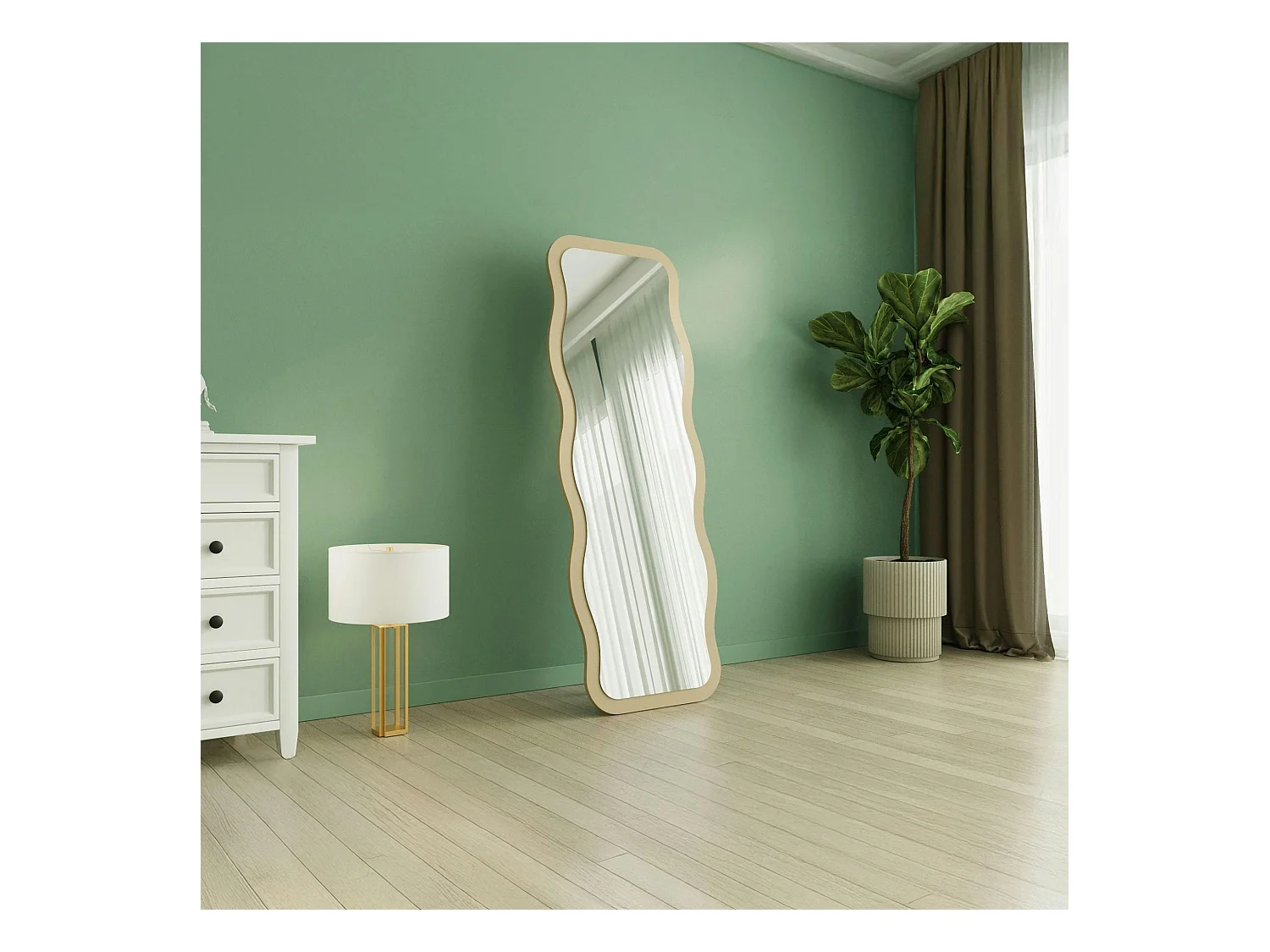Miroir plein pied tendance beige, motif vague 160 cm CODY