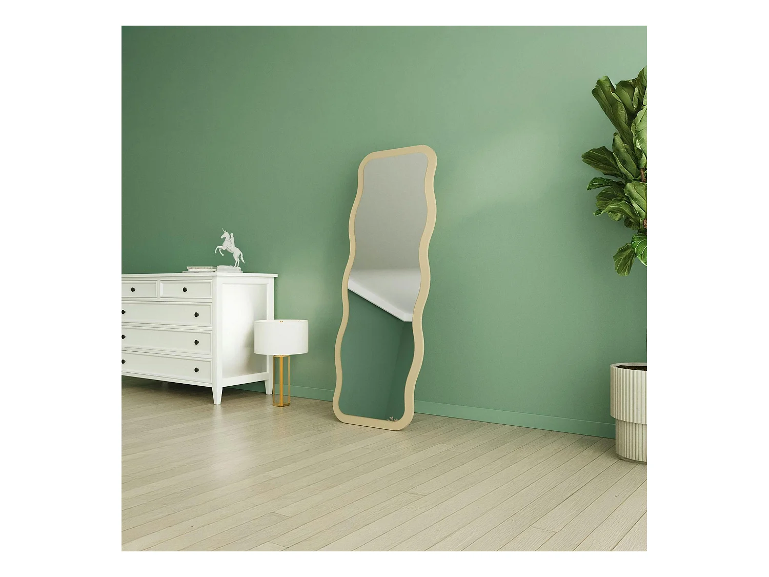 Miroir plein pied tendance beige, motif vague 160 cm CODY
