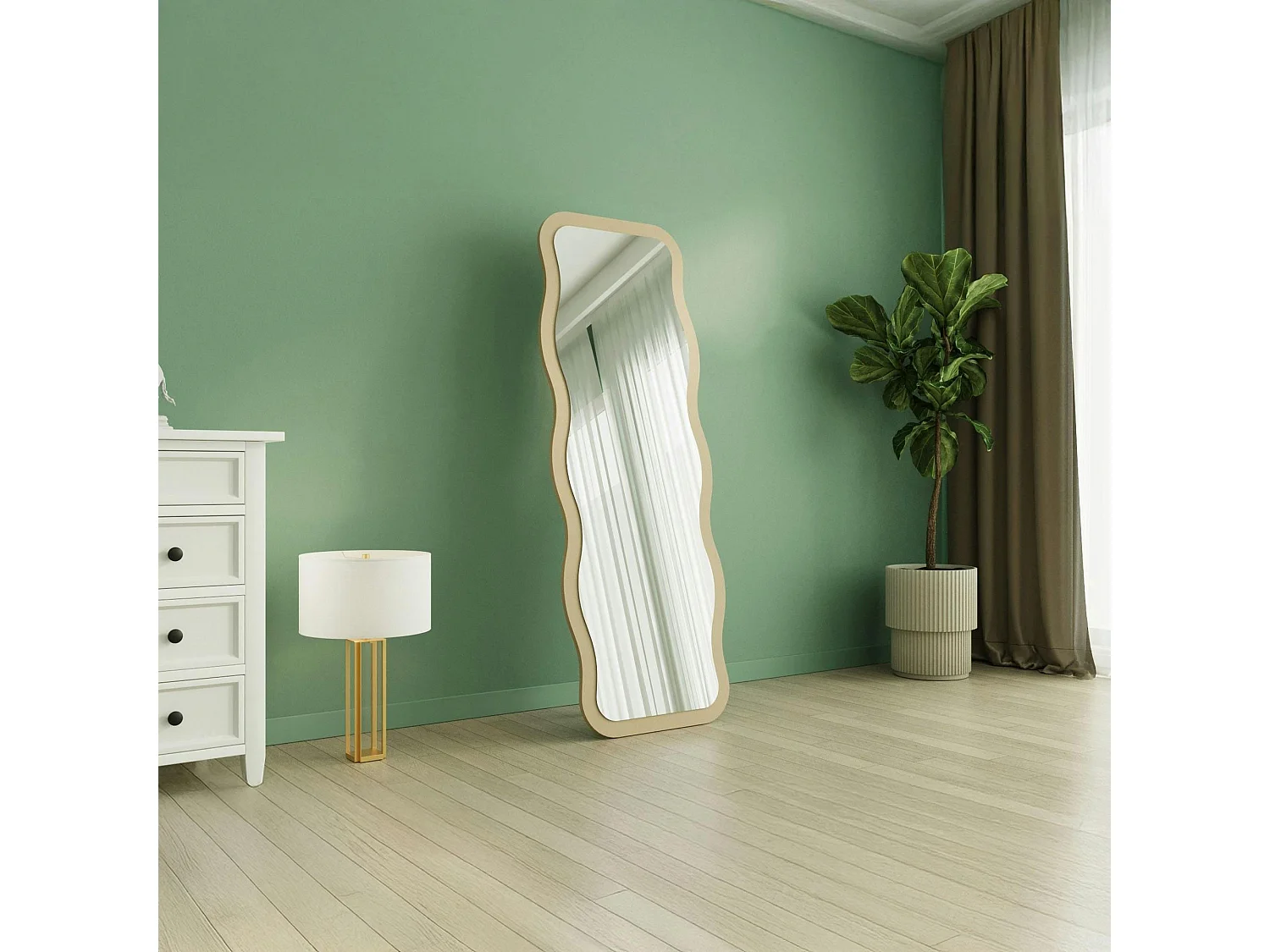 Miroir plein pied tendance beige, motif vague 160 cm CODY