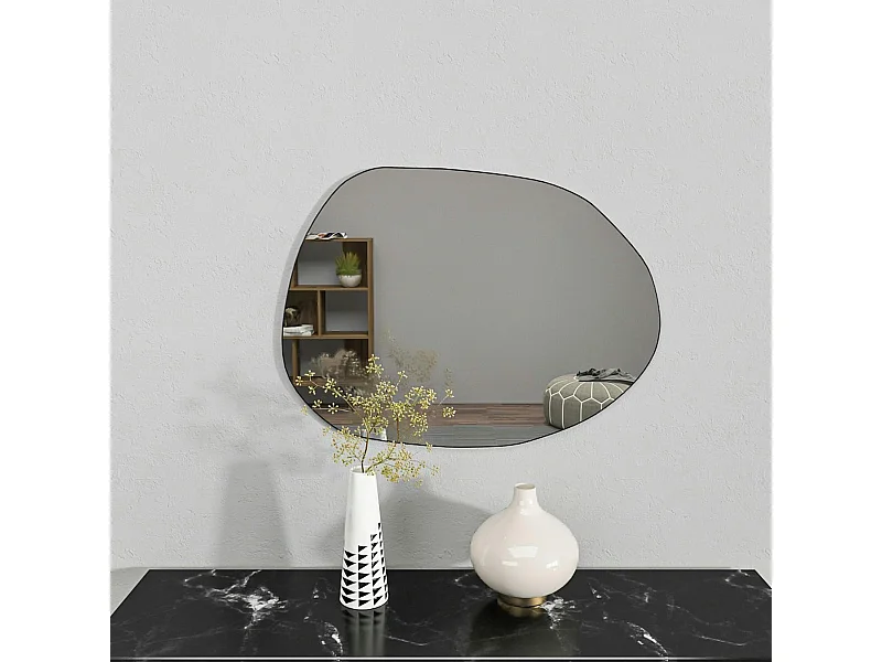 Miroir design organique bord noir 75 cm - style naturel CODY