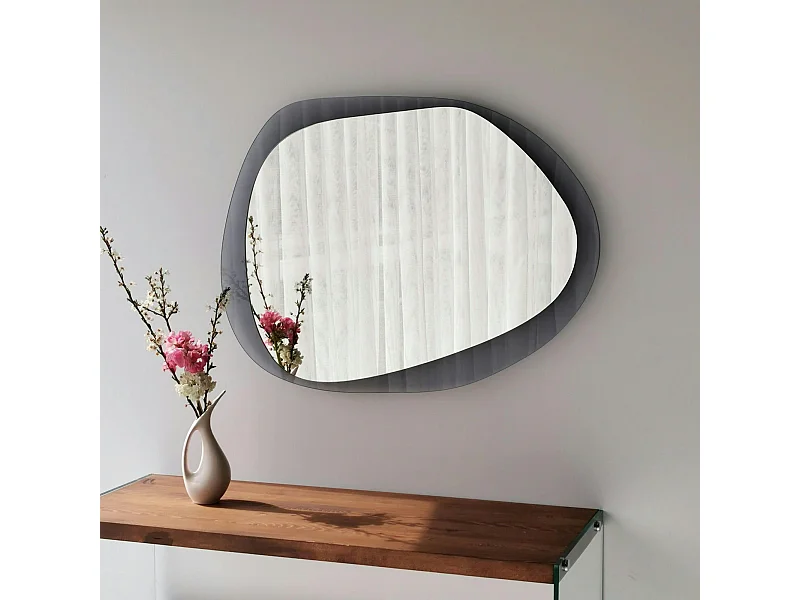 Miroir design organique cadre verre fumé 75 cm CODY