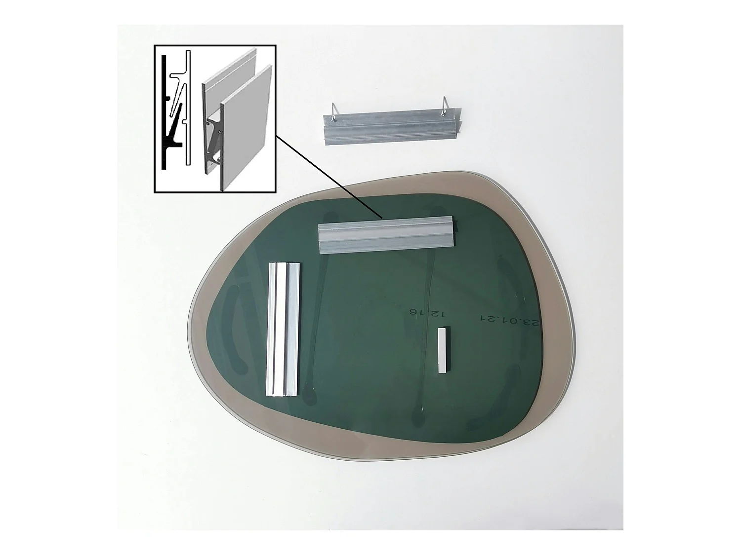 Miroir design organique cadre verre fumé 75 cm CODY