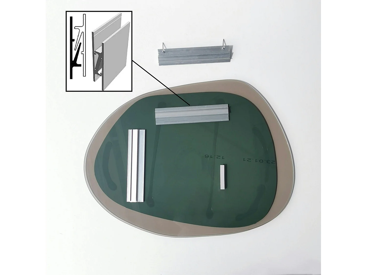 Miroir design organique cadre verre fumé 75 cm CODY