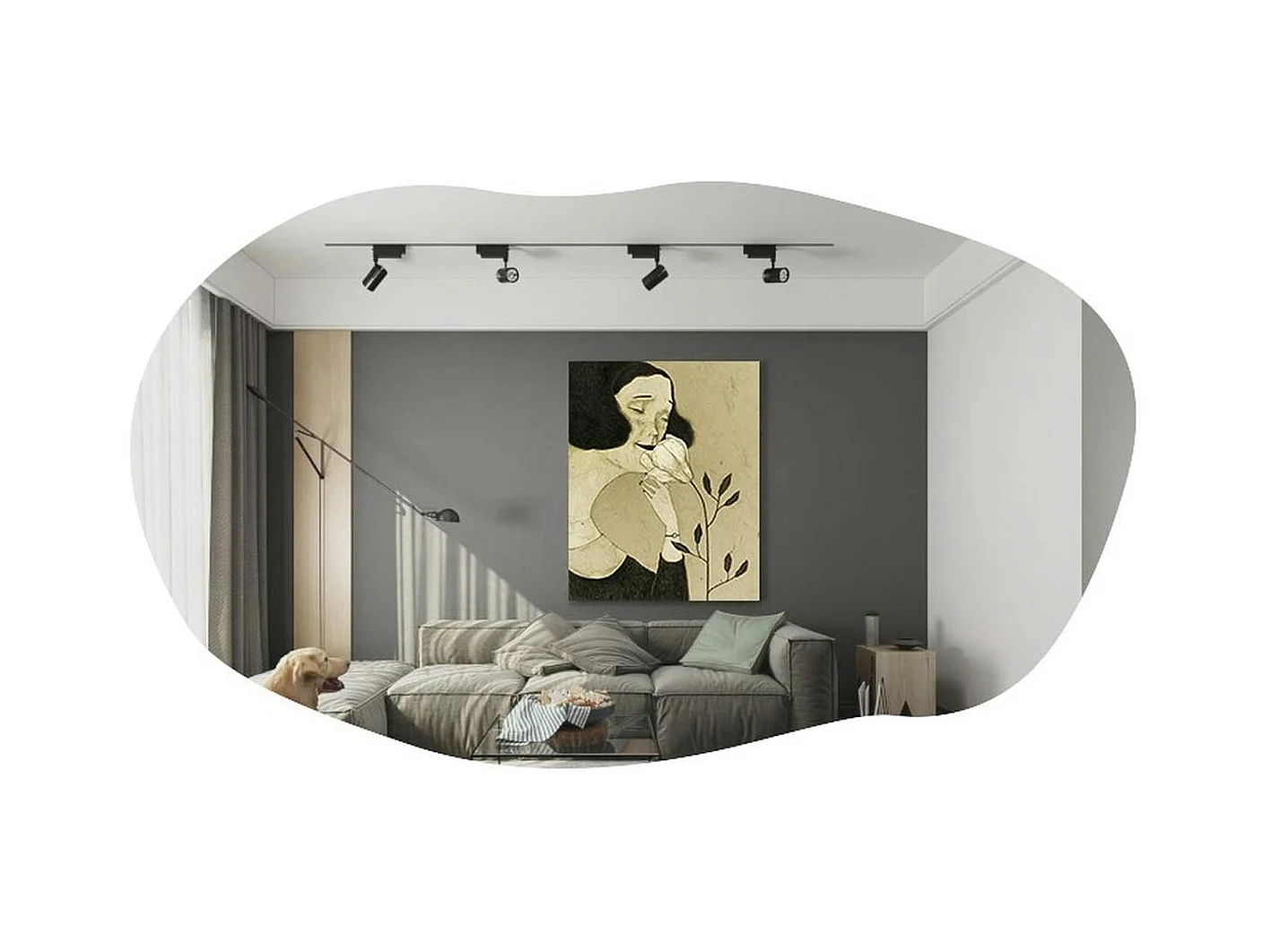 Miroir design organique forme libre 89 cm - mural CODY