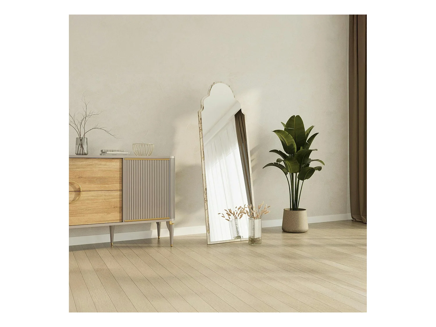 Miroir plein pied arche décorative, effet marbre 160 cm CODY