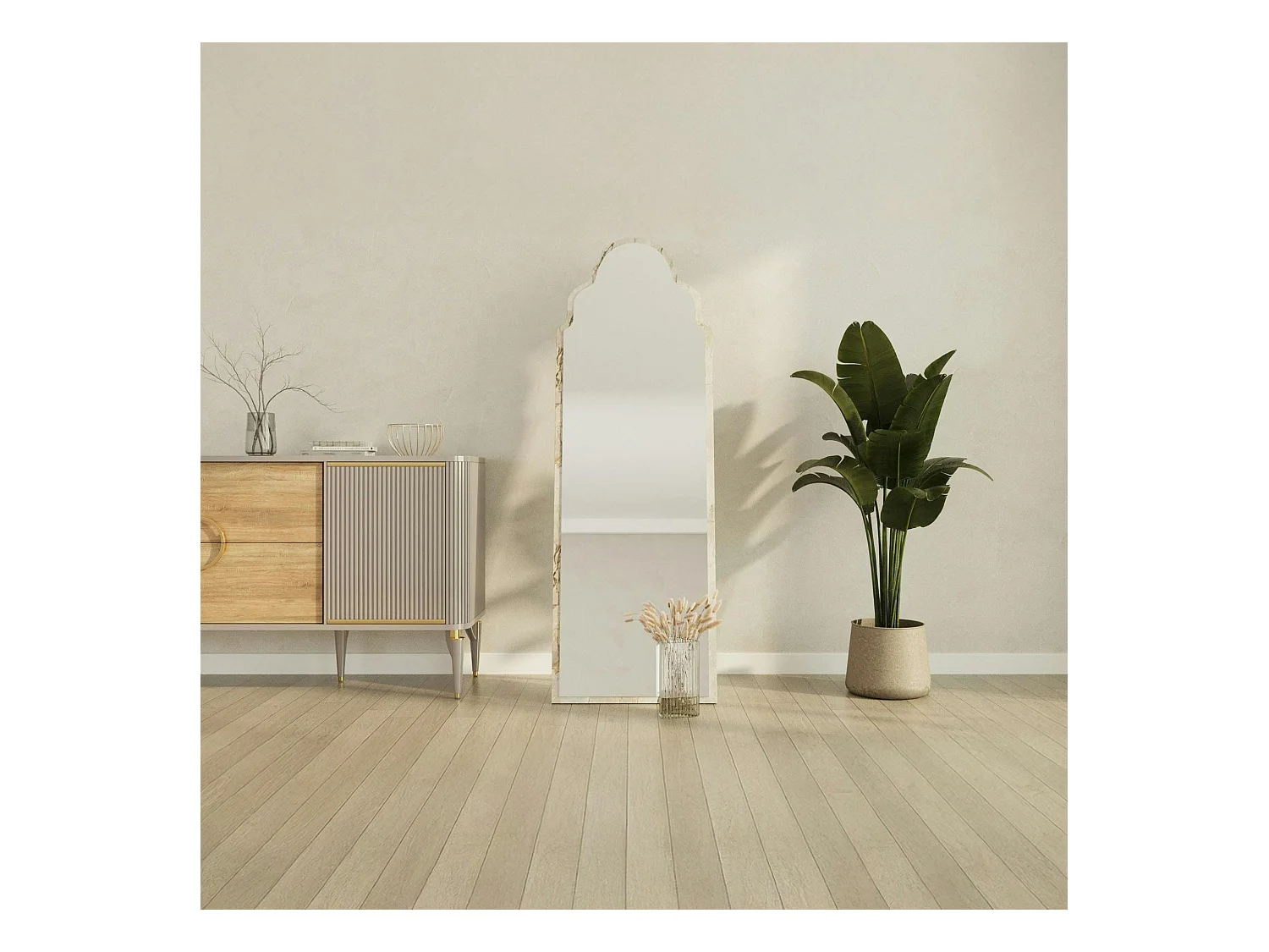 Miroir plein pied arche décorative, effet marbre 160 cm CODY