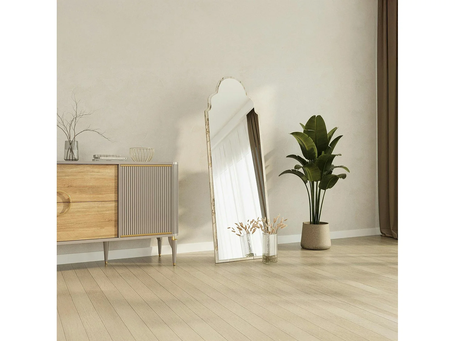 Miroir plein pied arche décorative, effet marbre 160 cm CODY