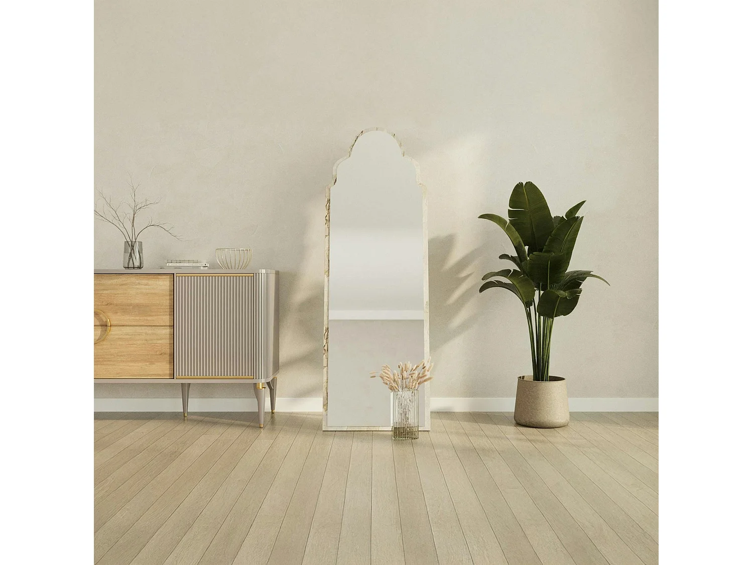 Miroir plein pied arche décorative, effet marbre 160 cm CODY