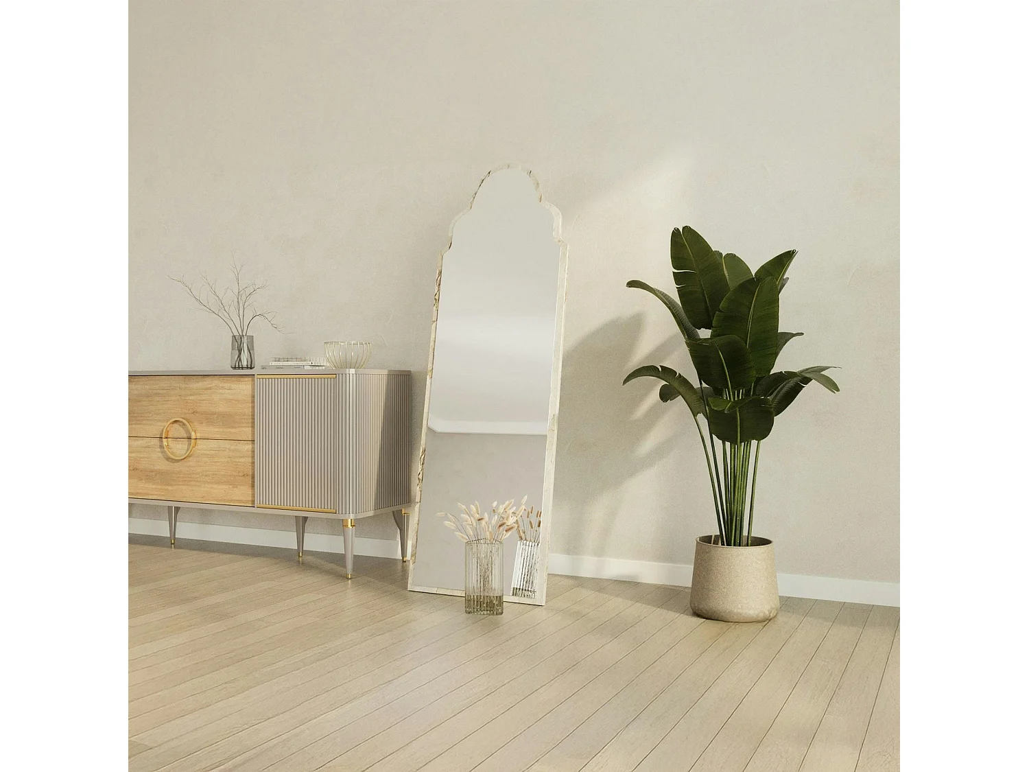 Miroir plein pied arche décorative, effet marbre 160 cm CODY