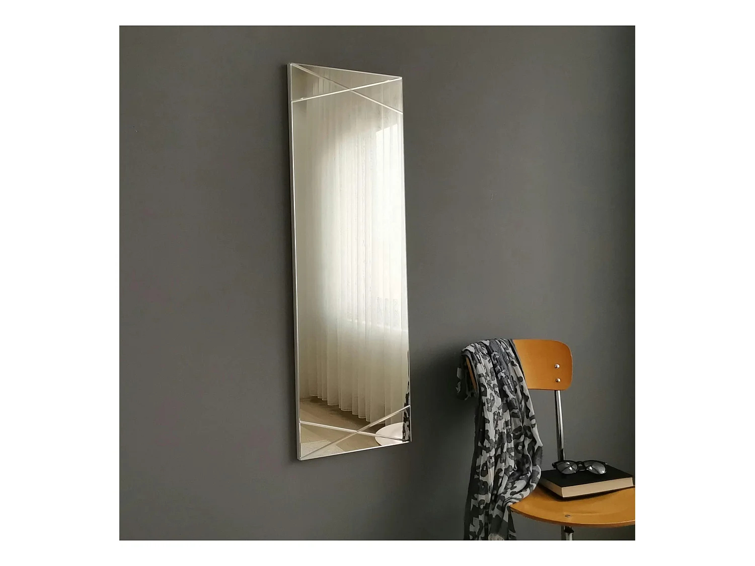 Miroir rectangulaire mural avec décor croisé 105 cm CODY
