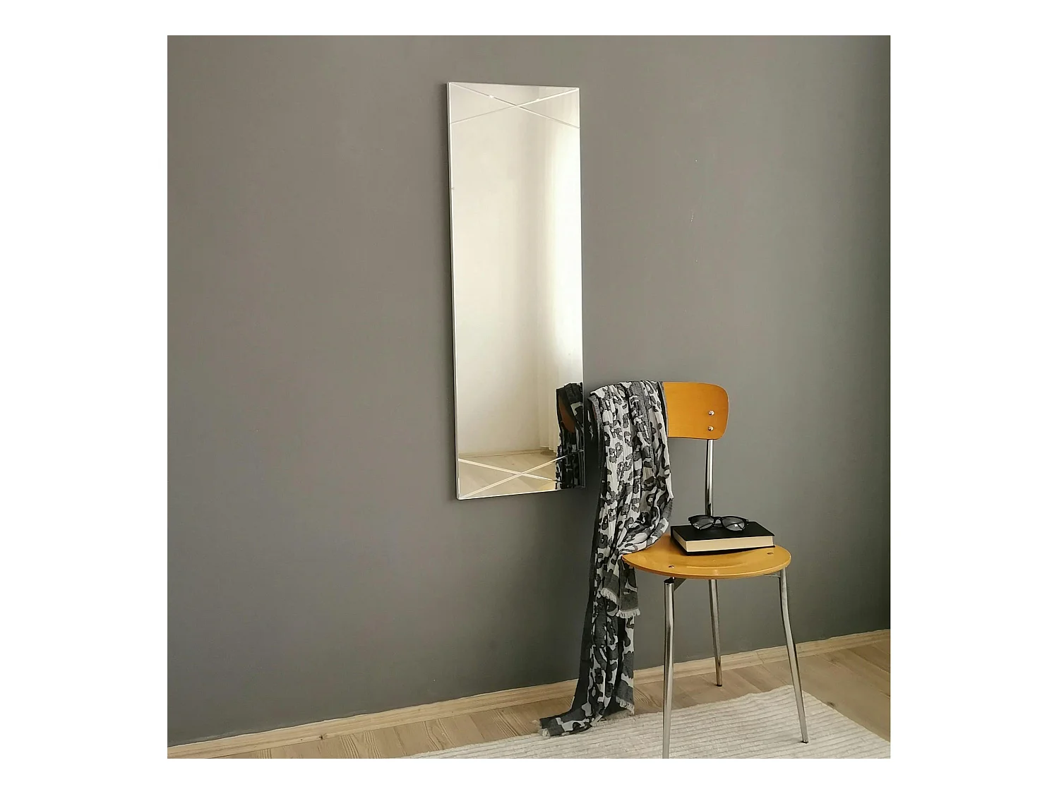 Miroir rectangulaire mural avec décor croisé 105 cm CODY