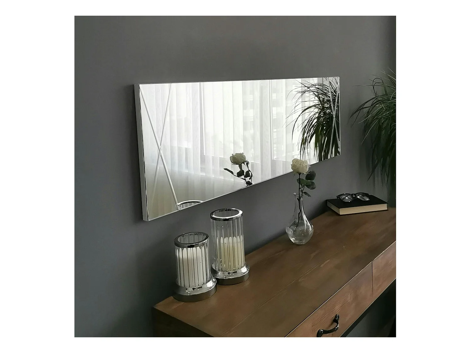 Miroir rectangulaire mural avec décor croisé 105 cm CODY