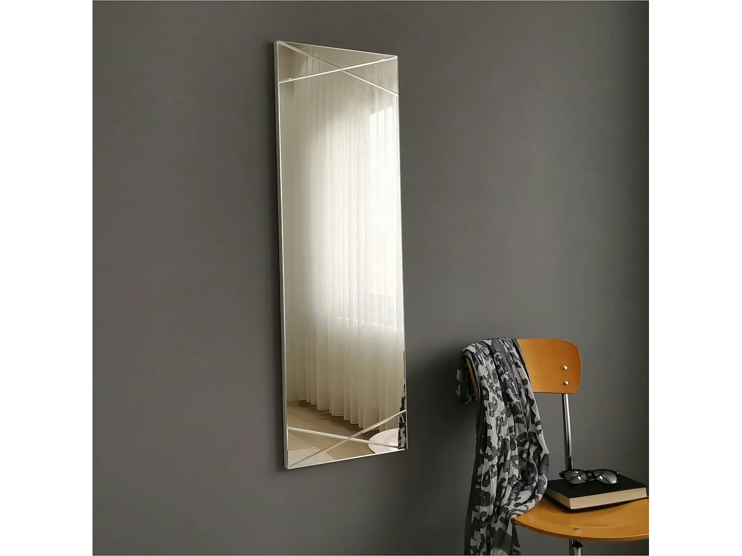 Miroir rectangulaire mural avec décor croisé 105 cm CODY