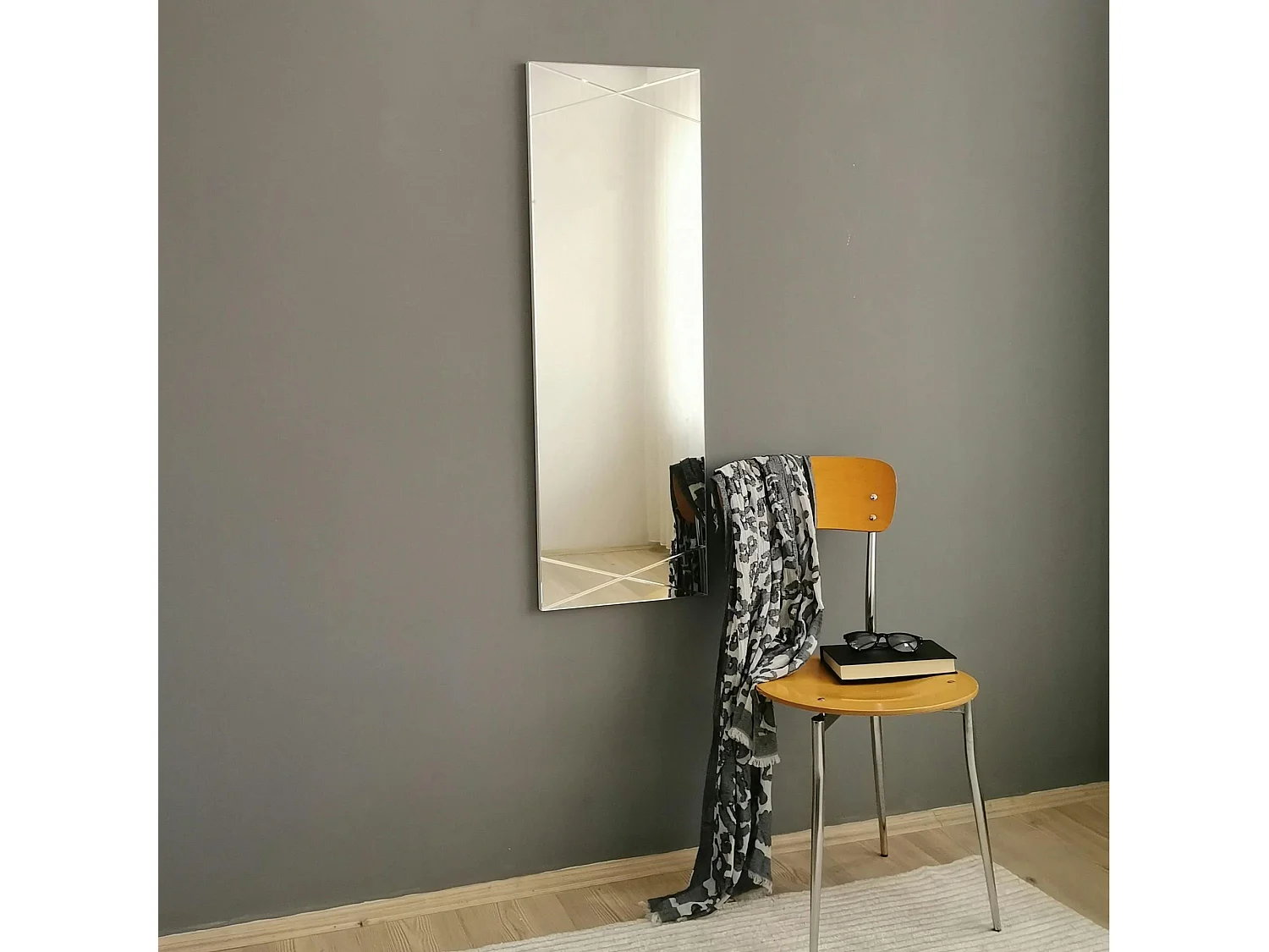 Miroir rectangulaire mural avec décor croisé 105 cm CODY
