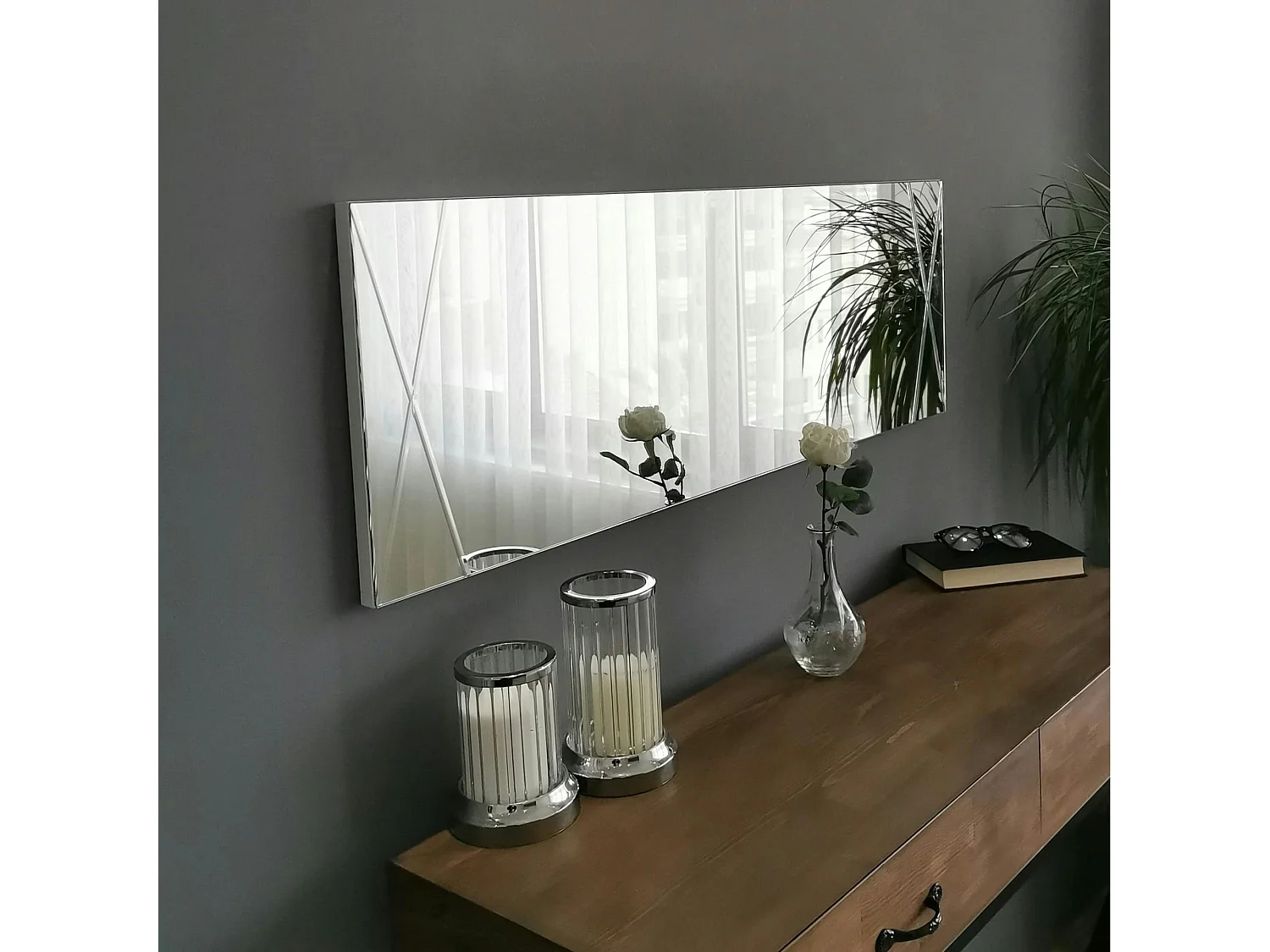 Miroir rectangulaire mural avec décor croisé 105 cm CODY